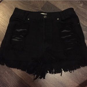 Brandy Melville Distressed Black Shorts